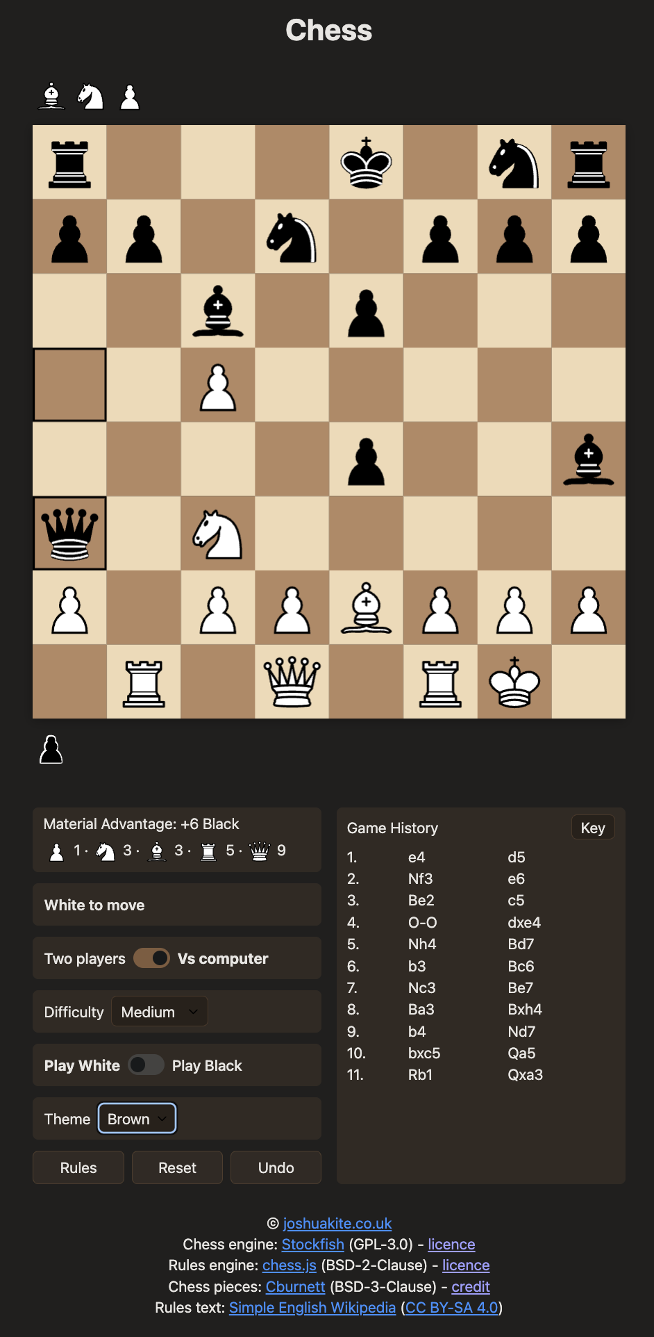 Chess (Brown theme, dark mode)